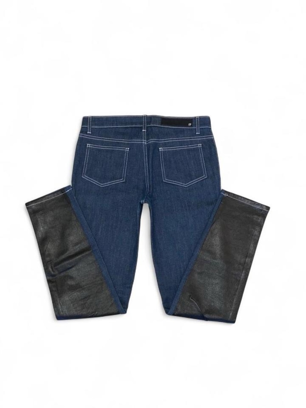 Givenchy Vintage Black Leather Panel Jeans - Picture 7 of 10